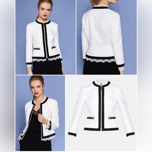 Ted Baker London Ennio Lace Trimmed Crop Jacket Size 2